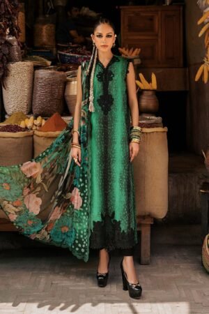 MARIA. B. 3 Piece Embroidered Linen Suit-5A