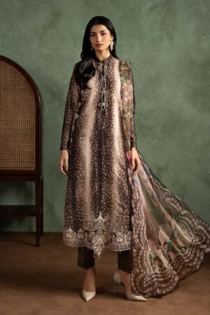 MARIA. B. 3 Piece Embroidered Linen Suit-5B